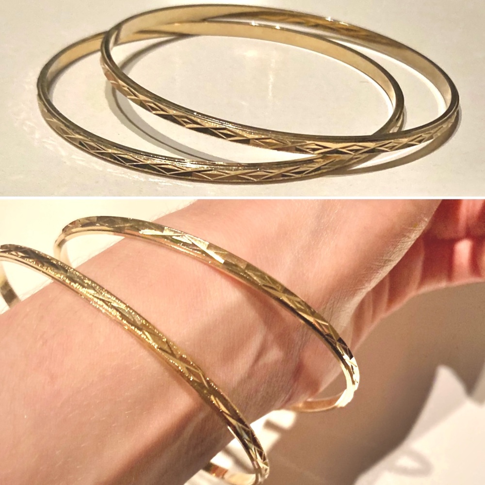 Textured Gold Toned Bangle Duo